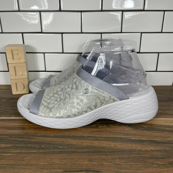 Bzees | Shoes | Bzees Womens Jubilee Light Grey Floral Comfort Wedge Slide  Sandals Size 9 M | Poshmark